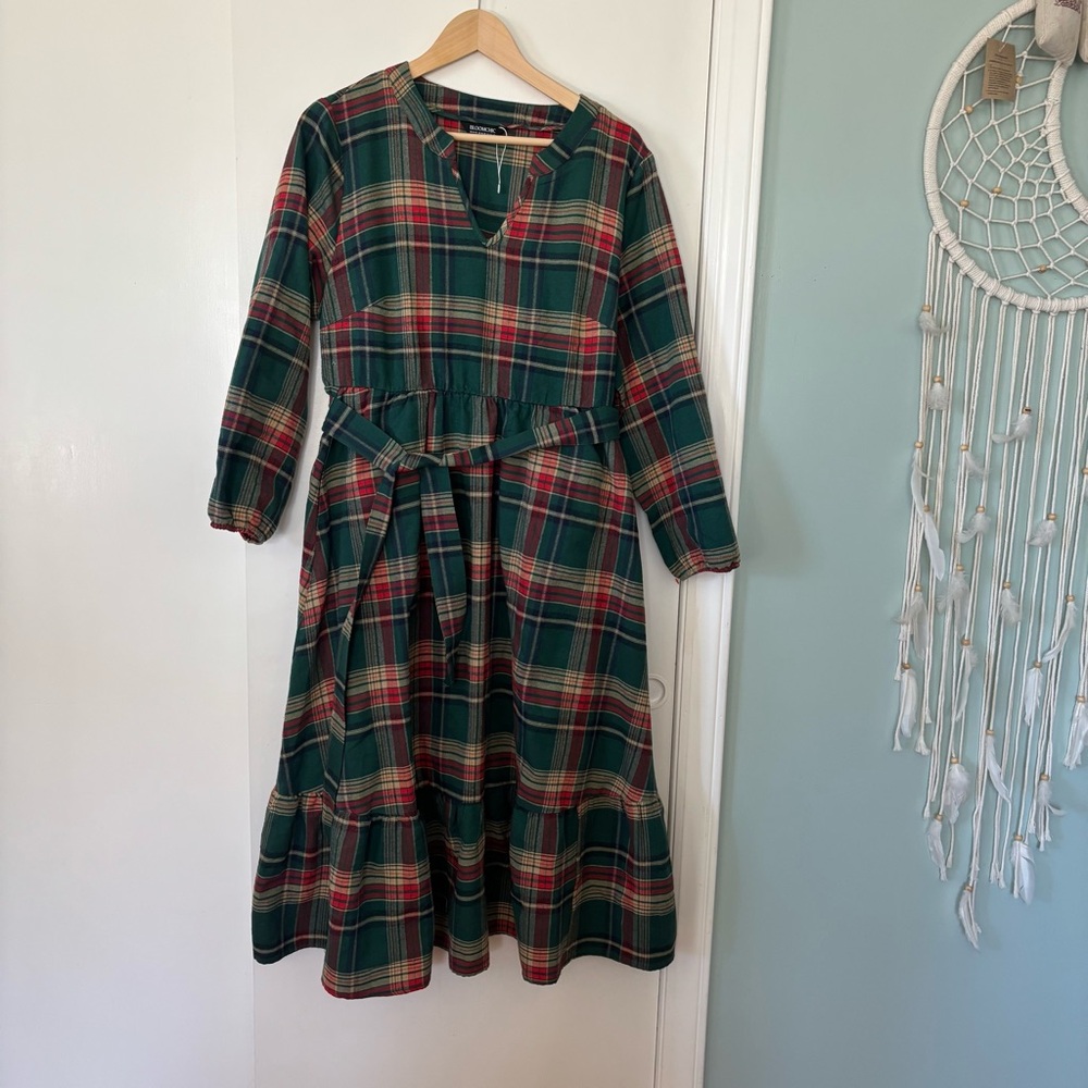 BloomChic Green and Red Plaid Dress